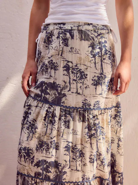 100% Cotton Tiered Maxi Skirt
