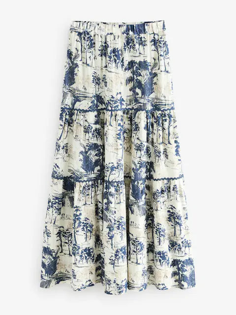 100% Cotton Tiered Maxi Skirt