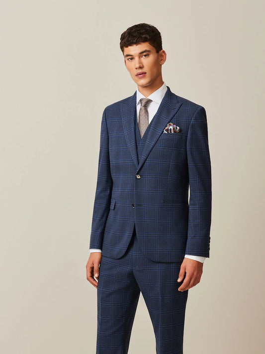 Blue Slim Bold Check Suit