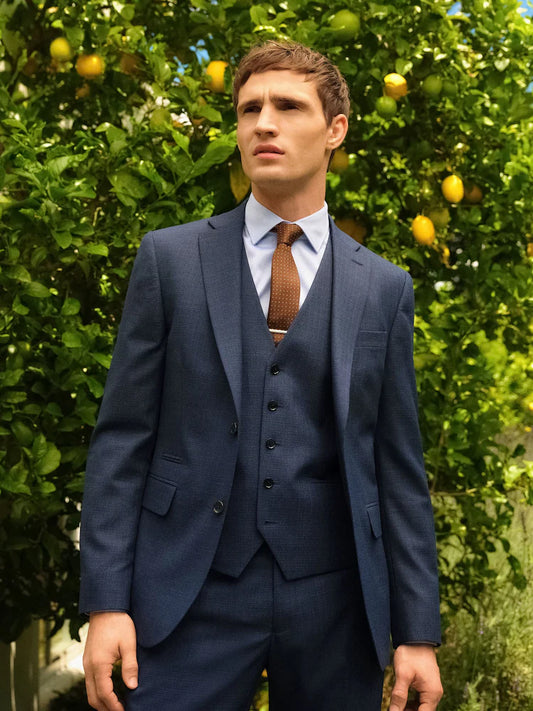 Slim Fit Wool Blend Textured Suit